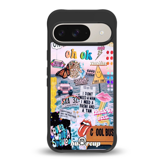 happy sunshine aesthetic collage back phone cover | glass case for google pixel 9