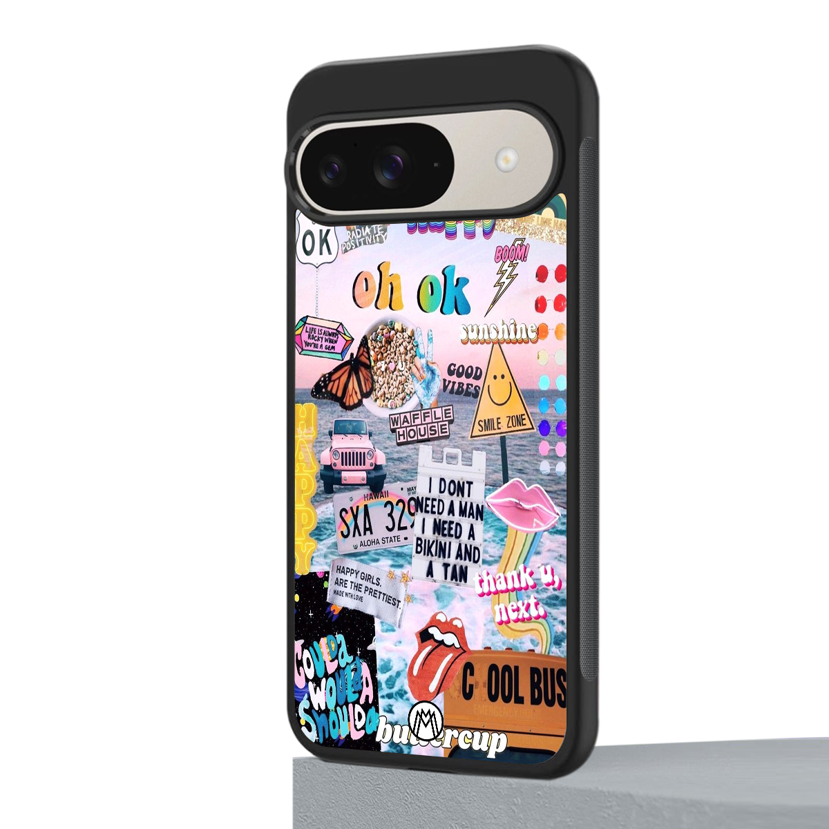 happy sunshine aesthetic collage back phone cover | glass case for google pixel 9