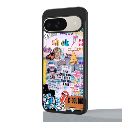 happy sunshine aesthetic collage back phone cover | glass case for google pixel 9