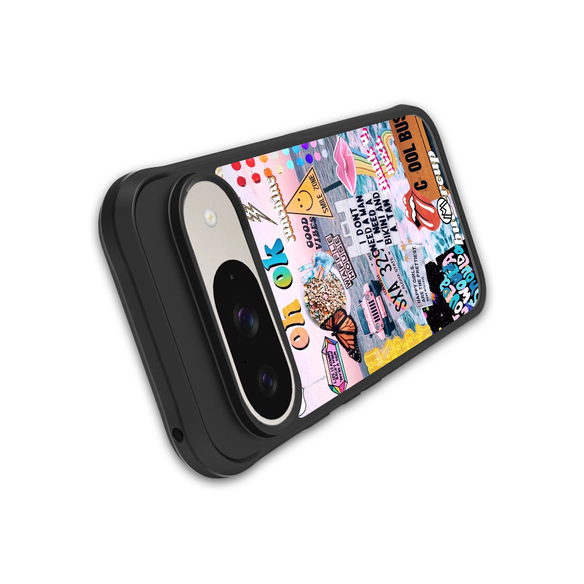 happy sunshine aesthetic collage back phone cover | glass case for google pixel 9