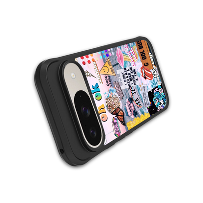 happy sunshine aesthetic collage back phone cover | glass case for google pixel 9