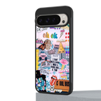 happy sunshine aesthetic collage back phone cover | glass case for google pixel 9 pro