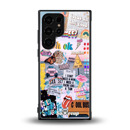 happy sunshine aesthetic collage back phone cover | glass case for samsung galaxy s23 ultra