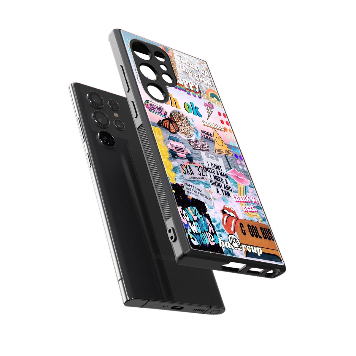 happy sunshine aesthetic collage back phone cover | glass case for samsung galaxy s23 ultra