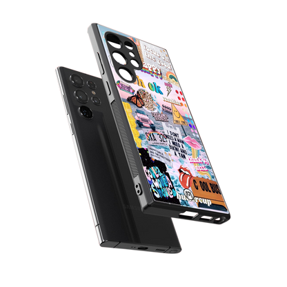 happy sunshine aesthetic collage back phone cover | glass case for samsung galaxy s23 ultra