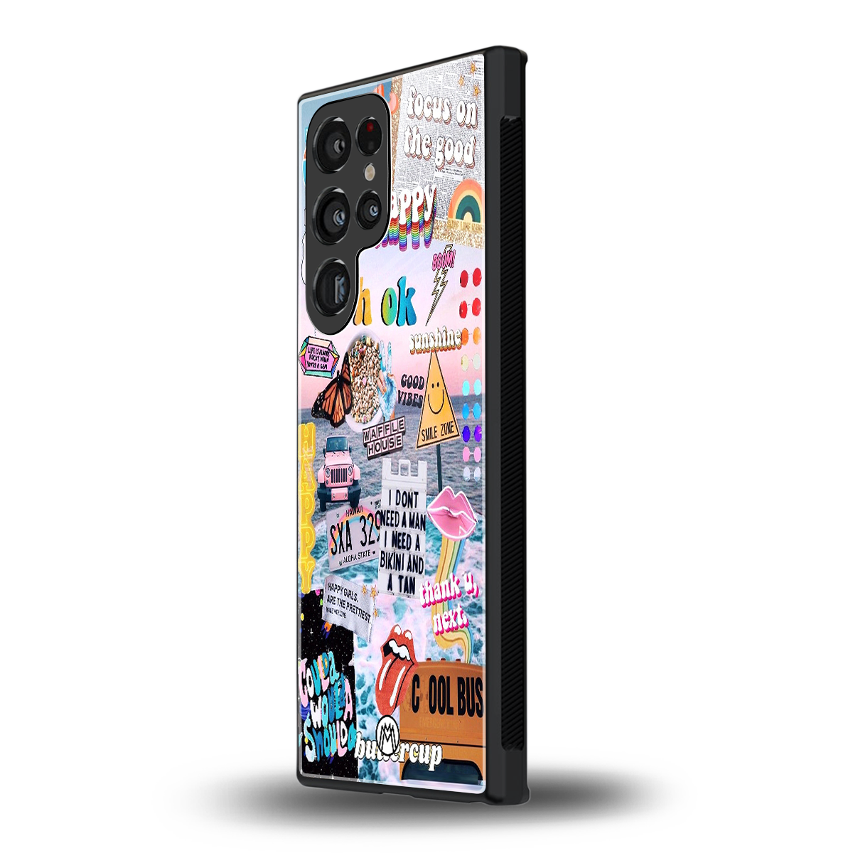 happy sunshine aesthetic collage back phone cover | glass case for samsung galaxy s23 ultra