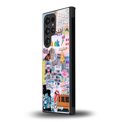 happy sunshine aesthetic collage back phone cover | glass case for samsung galaxy s23 ultra