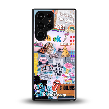 happy sunshine aesthetic collage back phone cover | glass case for samsung galaxy s25 ultra