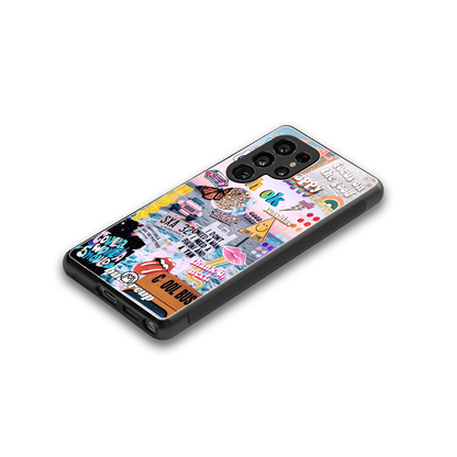 happy sunshine aesthetic collage back phone cover | glass case for samsung galaxy s25 ultra