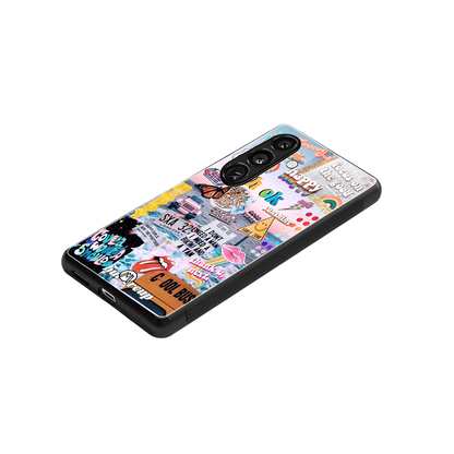 happy sunshine aesthetic collage back phone cover | glass case for samsung galaxy s24 fe