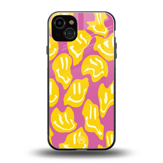 happy trip back phone cover | glass case for iphone 15 plus