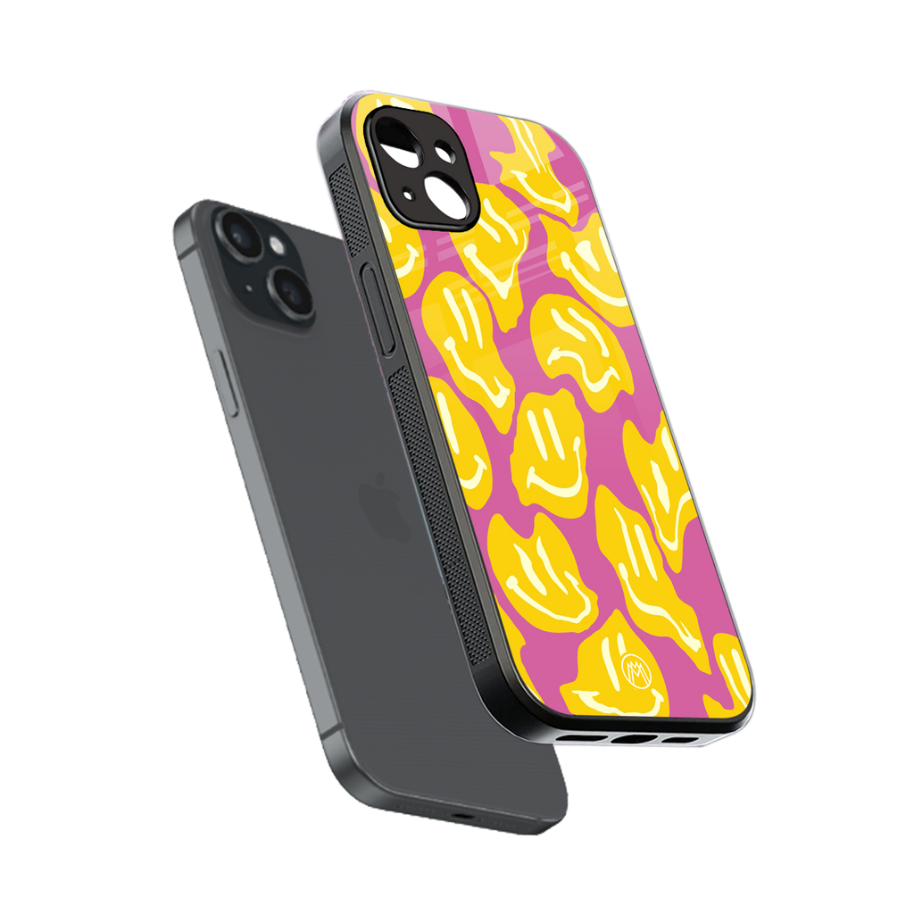 happy trip back phone cover | glass case for iphone 14 plus