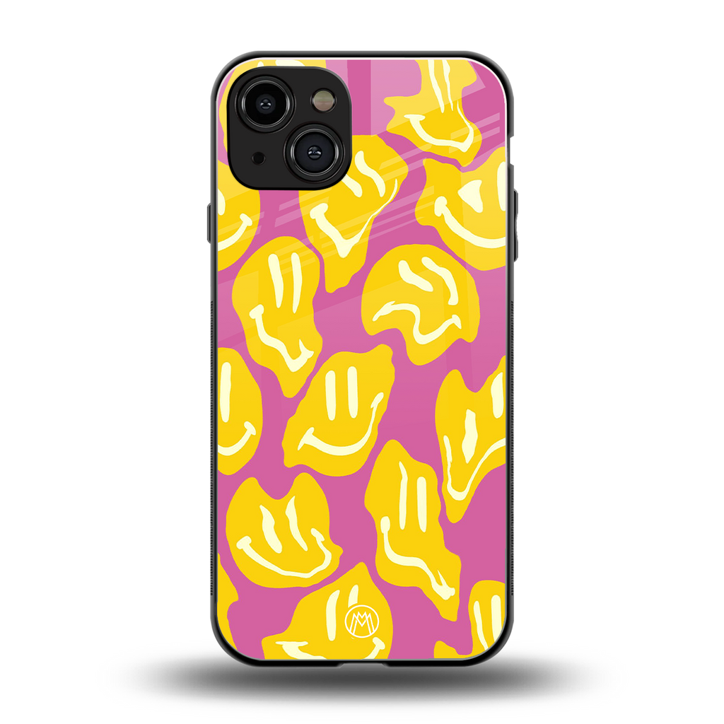 happy trip back phone cover | glass case for iphone 15