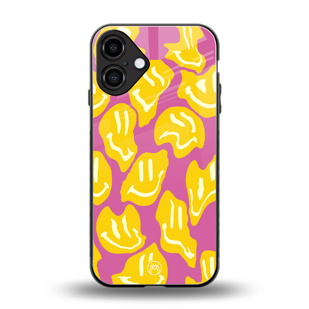 happy trip back phone cover | glass case for iphone 16 plus