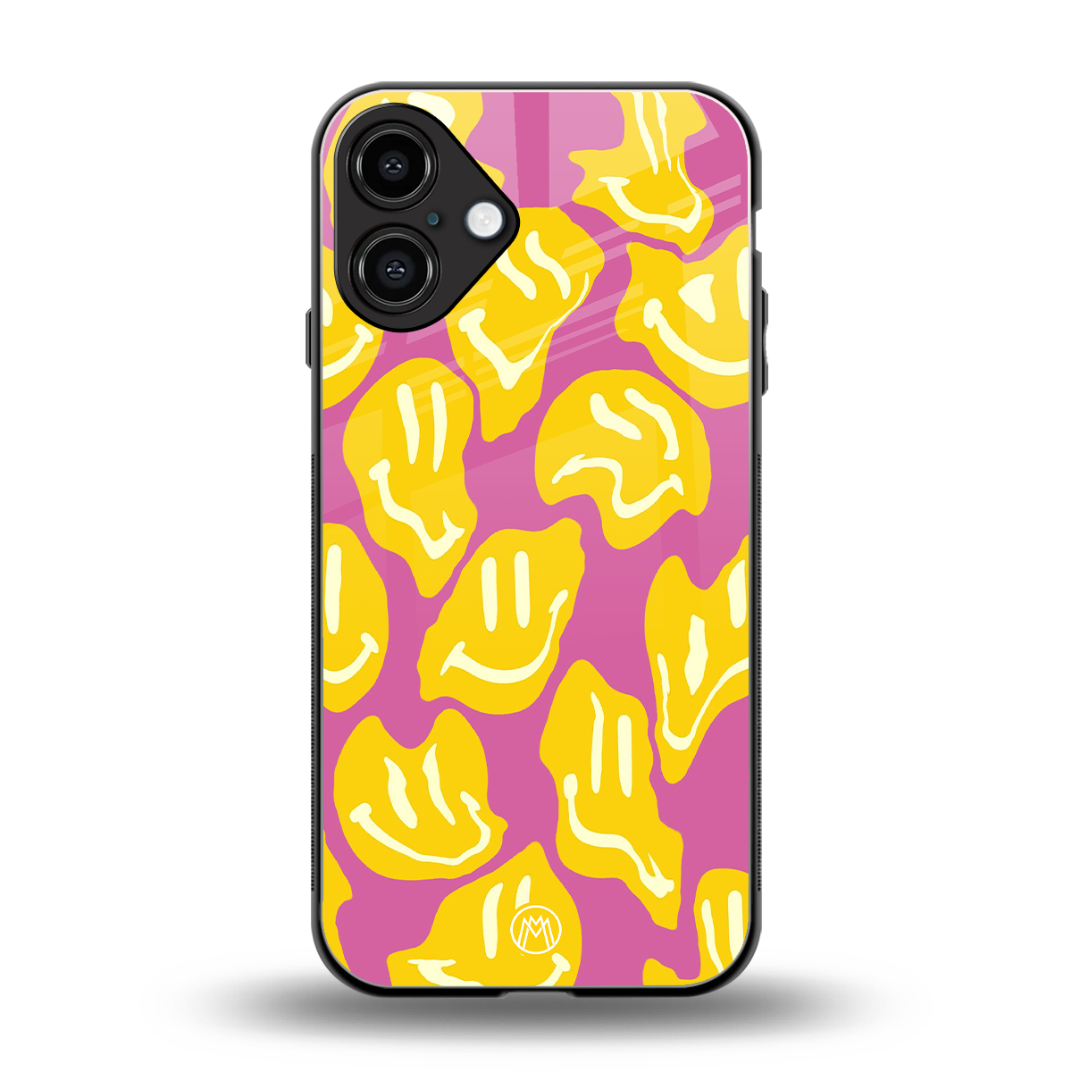 happy trip back phone cover | glass case for iphone 16 plus