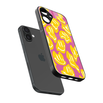 happy trip back phone cover | glass case for iphone 16 plus