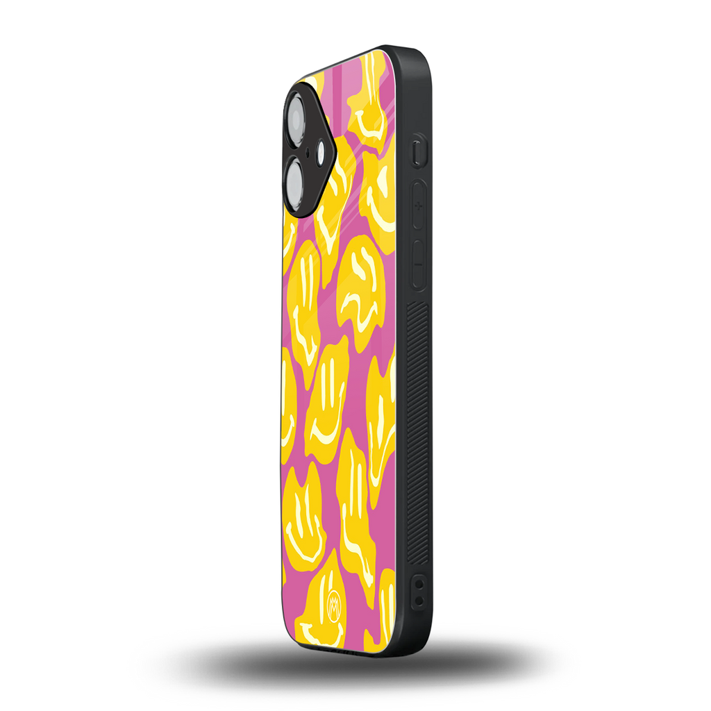 happy trip back phone cover | glass case for iphone 16 plus