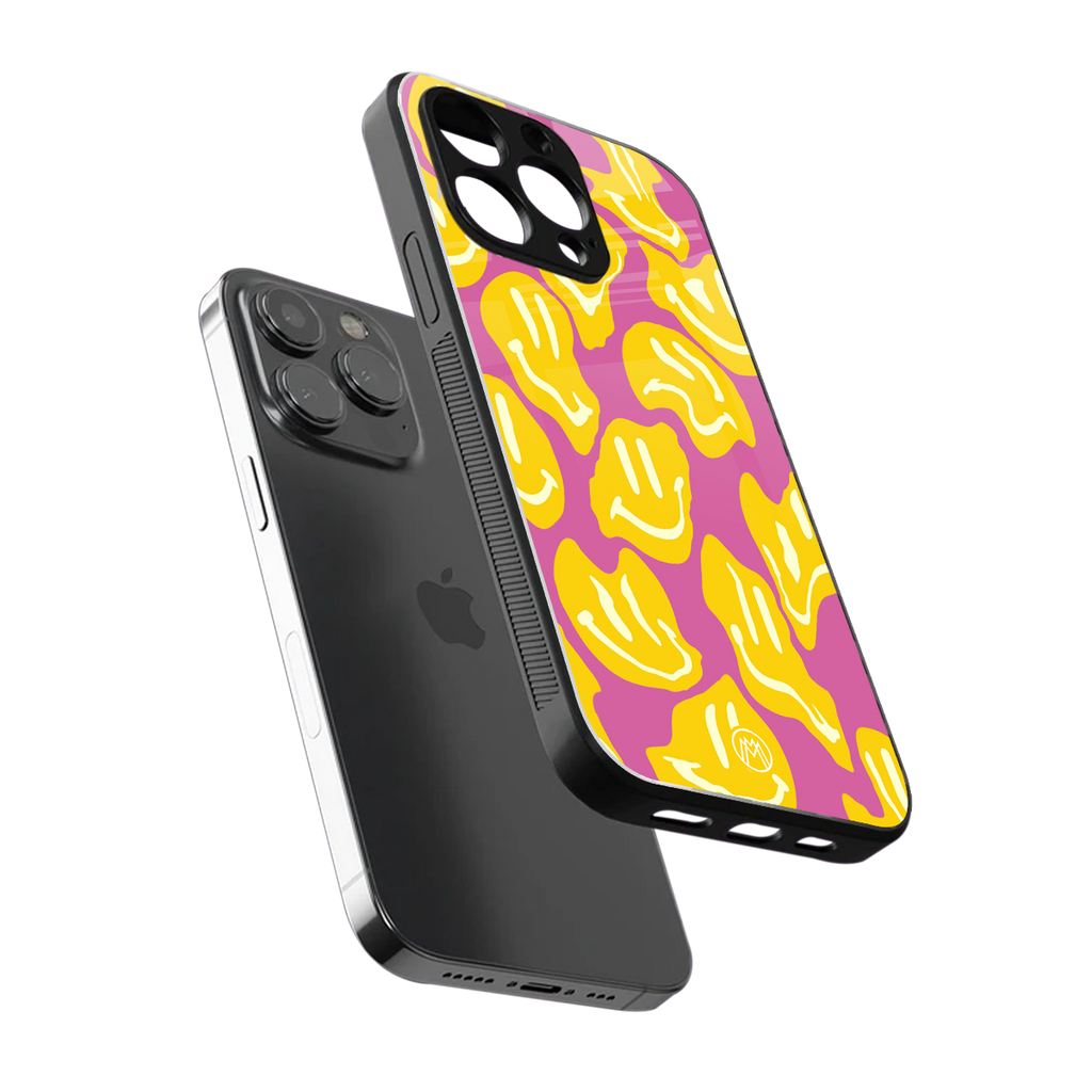 happy trip back phone cover | glass case for iphone 16 pro