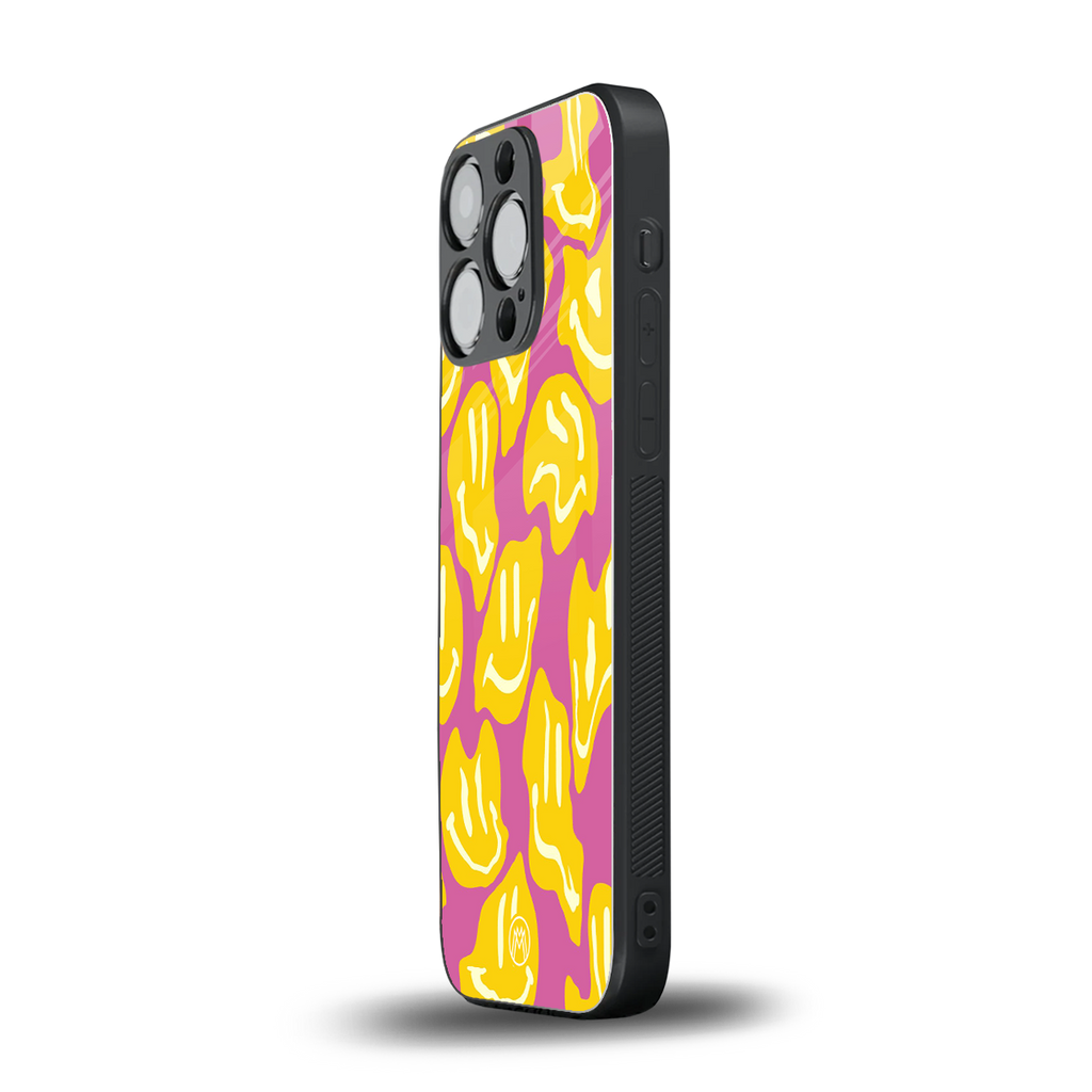happy trip back phone cover | glass case for iphone 16 pro