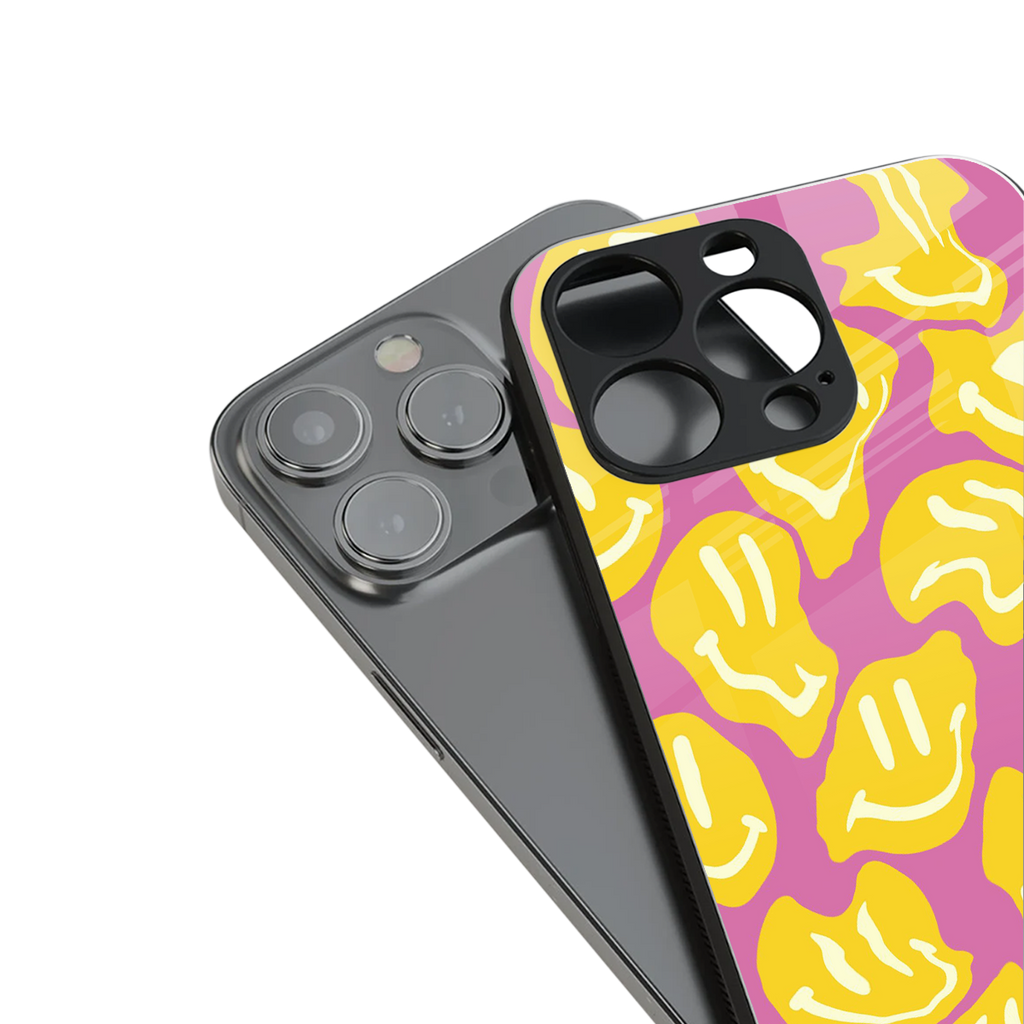 happy trip back phone cover | glass case for iphone 16 pro