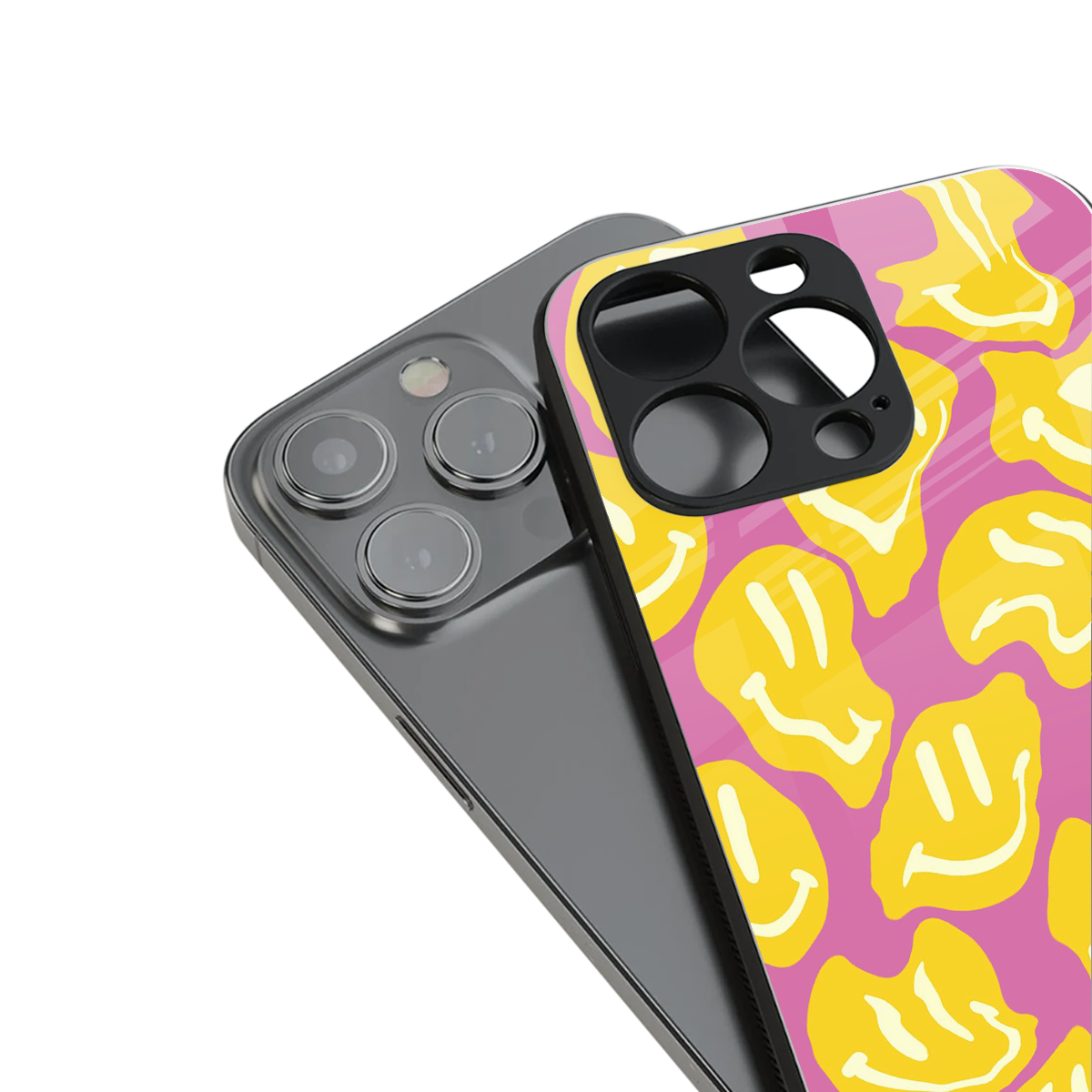 happy trip back phone cover | glass case for iphone 16 pro