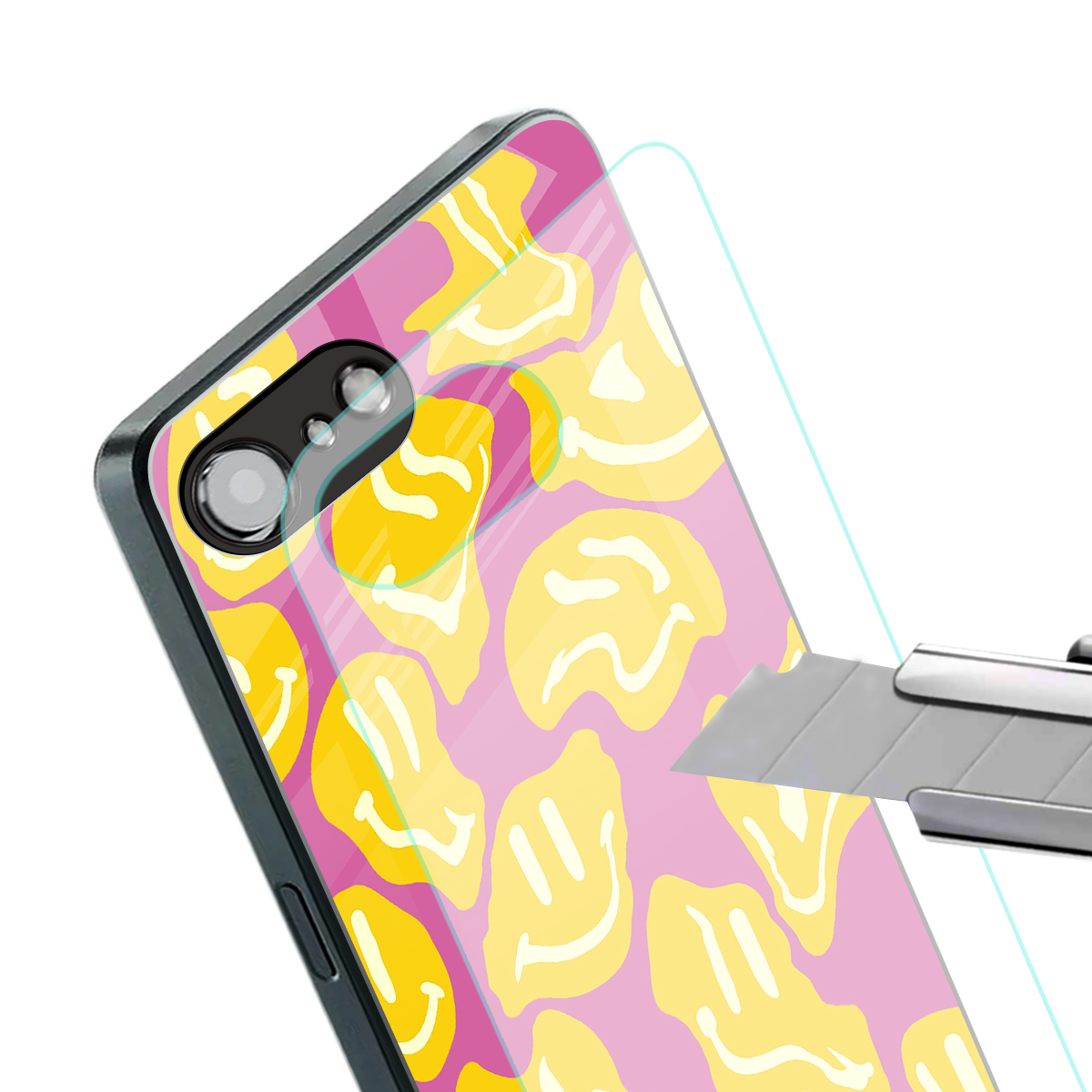 happy trip back phone cover | glass case for iphone 16e
