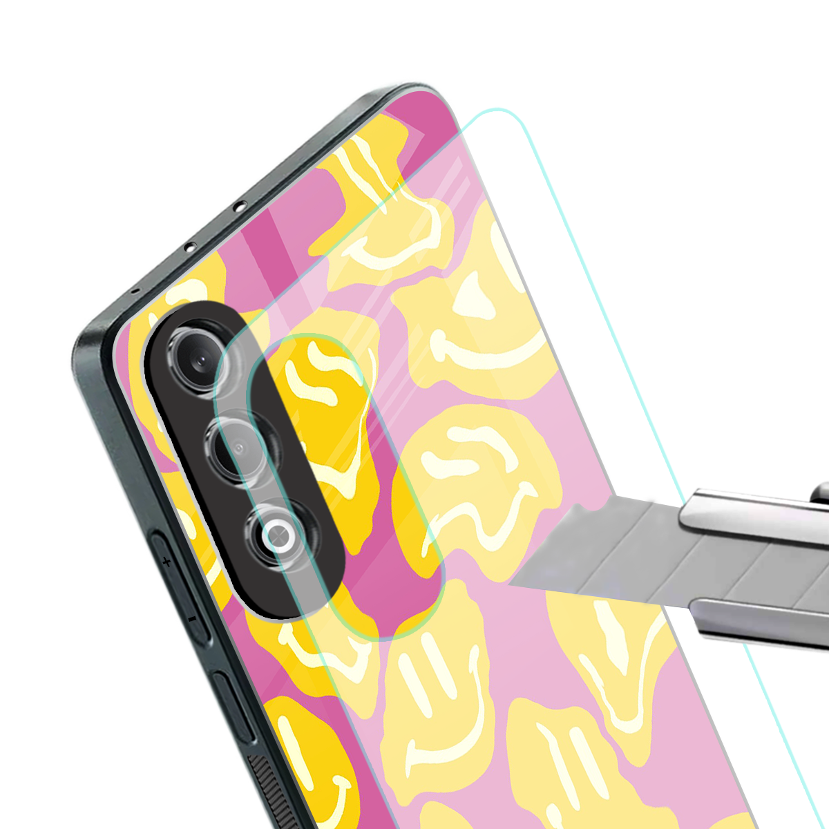 happy trip back phone cover | glass case for oneplus nord ce 4