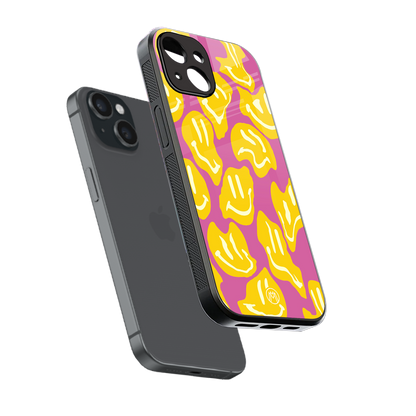 happy trip back phone cover | glass case for iphone 15