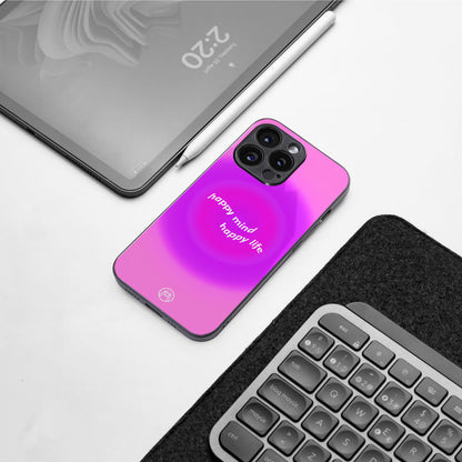happy mind back phone cover | glass case for iphone 16 pro max