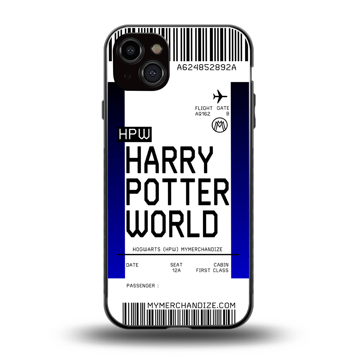 harry potter hogwarts boarding pass ticket back phone cover | glass case for iphone 15 plus