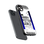 harry potter hogwarts boarding pass ticket back phone cover | glass case for iphone 15 plus
