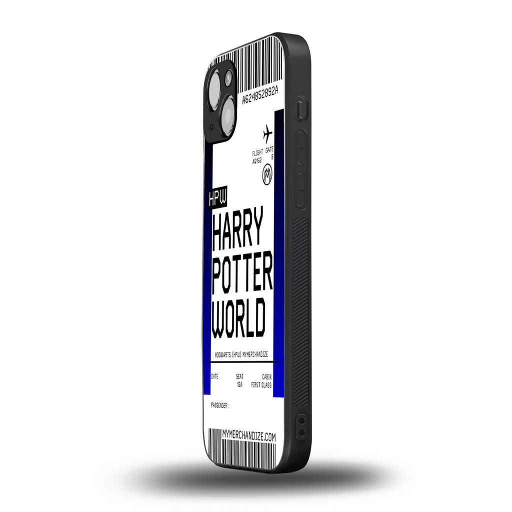 harry potter hogwarts boarding pass ticket back phone cover | glass case for iphone 14 plus