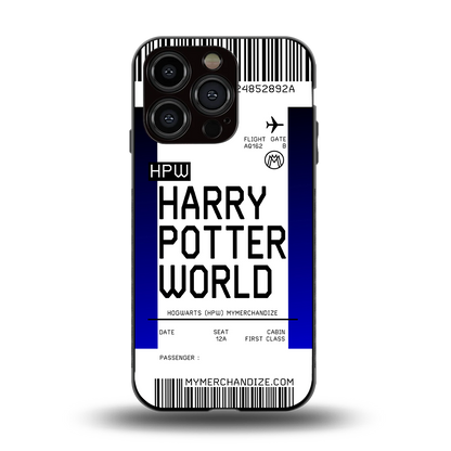 harry potter hogwarts boarding pass ticket back phone cover | glass case for iphone 15 pro