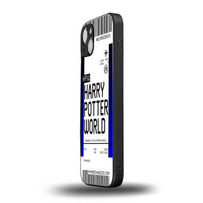 harry potter hogwarts boarding pass ticket back phone cover | glass case for iphone 15