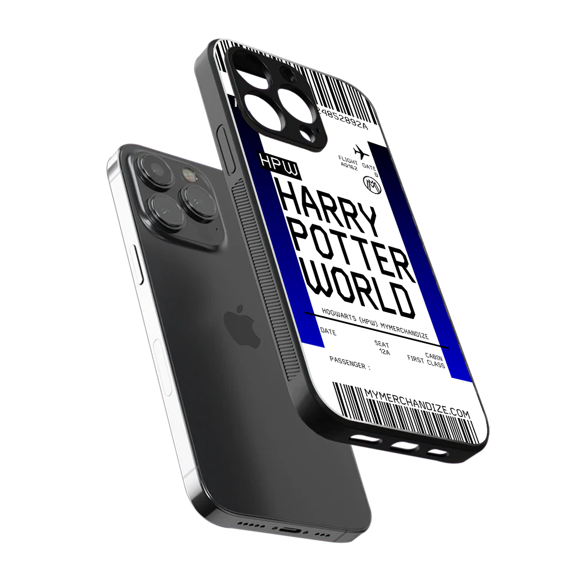 harry potter hogwarts boarding pass ticket back phone cover | glass case for iphone 15 pro