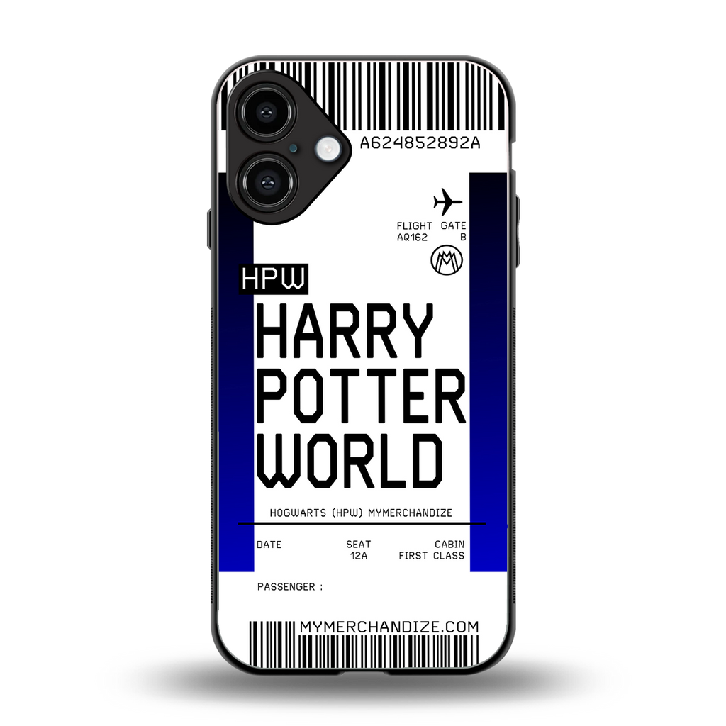 harry potter hogwarts boarding pass ticket back phone cover | glass case for iphone 16 plus