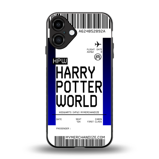 harry potter hogwarts boarding pass ticket back phone cover | glass case for iphone 16 plus