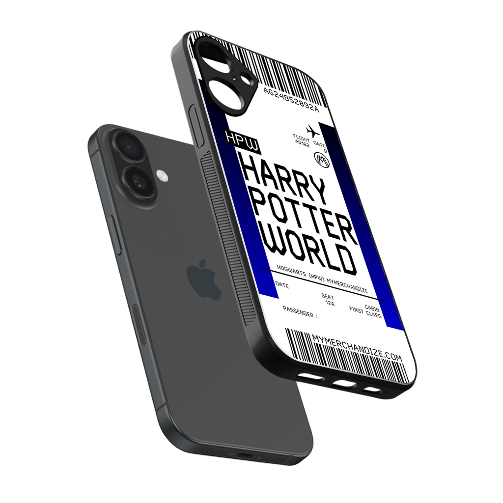 harry potter hogwarts boarding pass ticket back phone cover | glass case for iphone 16 plus