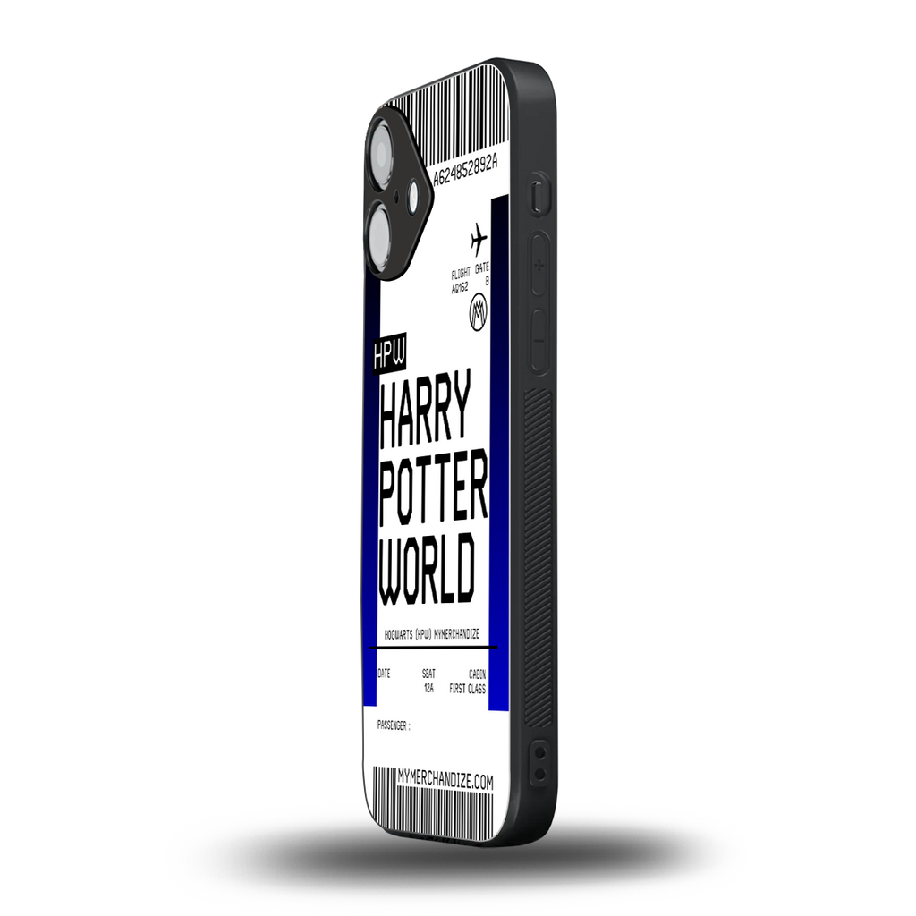 harry potter hogwarts boarding pass ticket back phone cover | glass case for iphone 16 plus