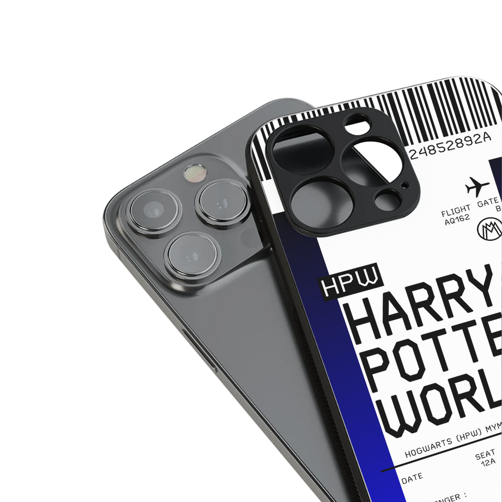 harry potter hogwarts boarding pass ticket back phone cover | glass case for iphone 16 plus