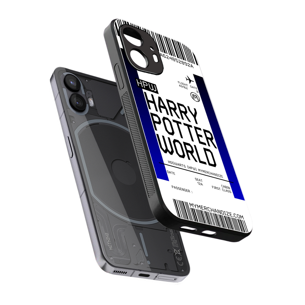 harry potter hogwarts boarding pass ticket back phone cover | glass case for nothing phone 2