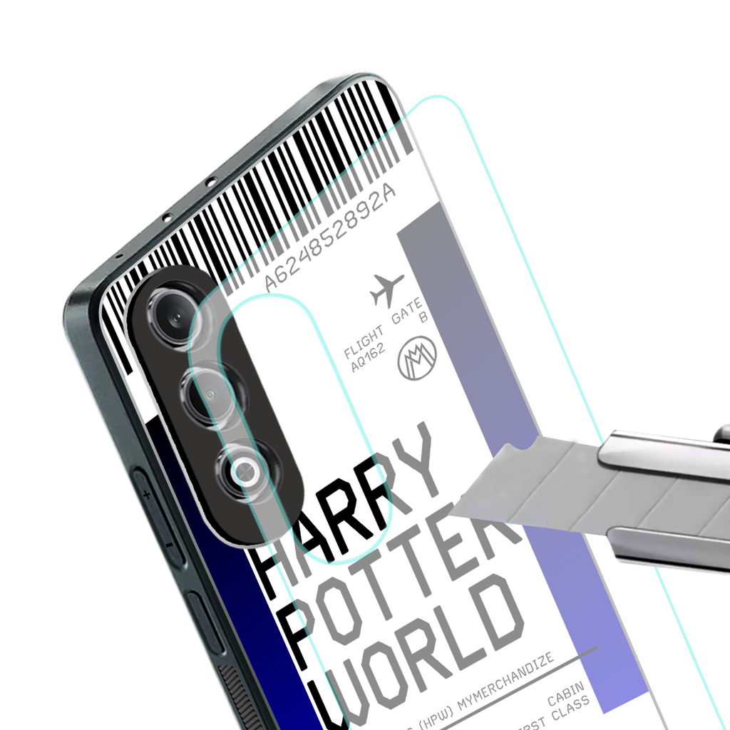 harry potter hogwarts boarding pass ticket back phone cover | glass case for oneplus nord ce 4