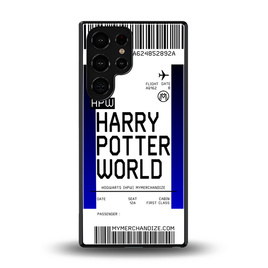 harry potter hogwarts boarding pass ticket back phone cover | glass case for samsung galaxy s25 ultra