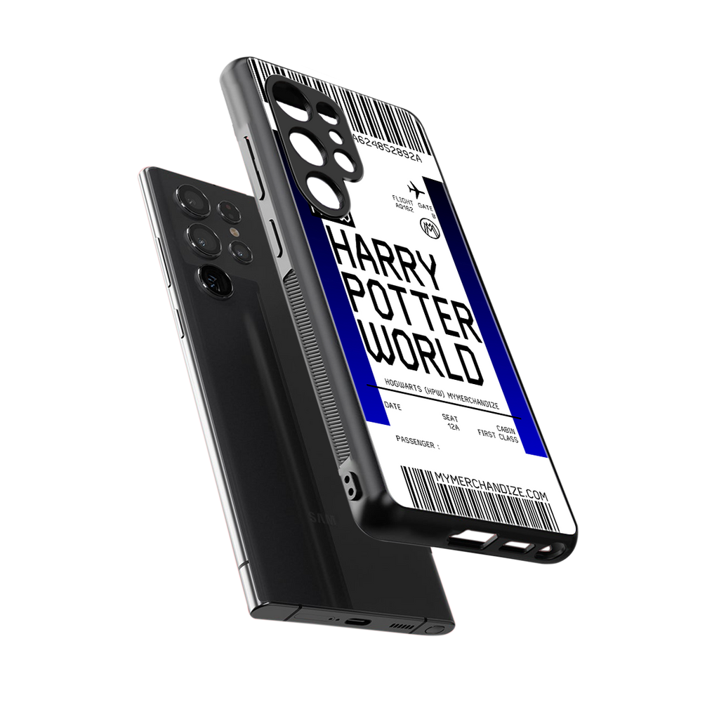 harry potter hogwarts boarding pass ticket back phone cover | glass case for samsung galaxy s25 ultra
