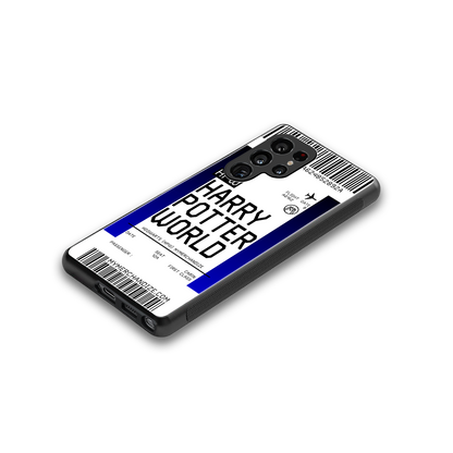 harry potter hogwarts boarding pass ticket back phone cover | glass case for samsung galaxy s25 ultra