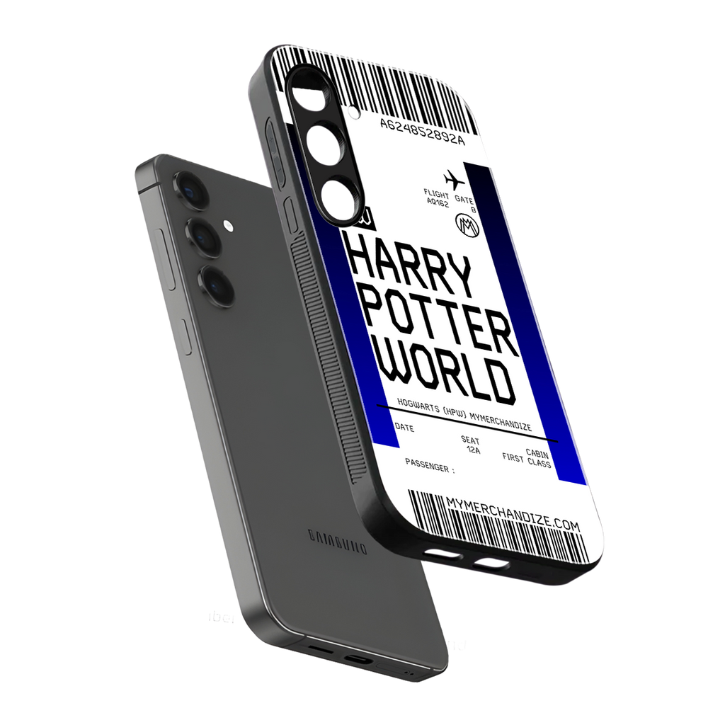 harry potter hogwarts boarding pass ticket back phone cover | glass case for samsung galaxy s25 plus