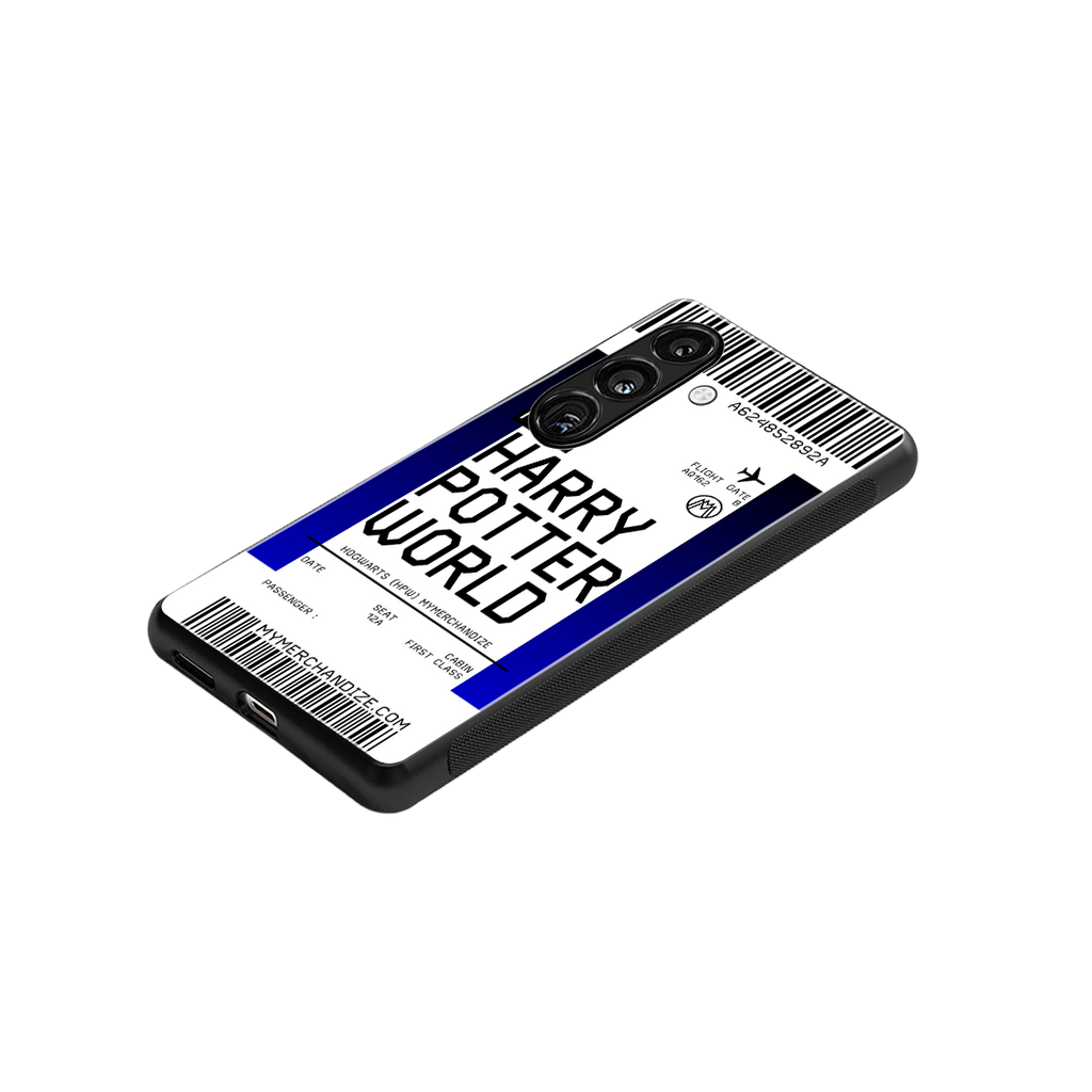 harry potter hogwarts boarding pass ticket back phone cover | glass case for samsung galaxy s24