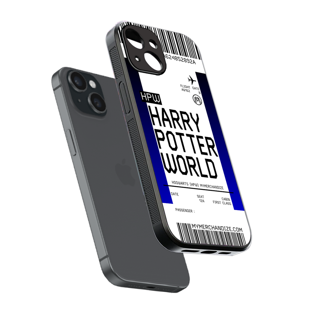 harry potter hogwarts boarding pass ticket back phone cover | glass case for iphone 15