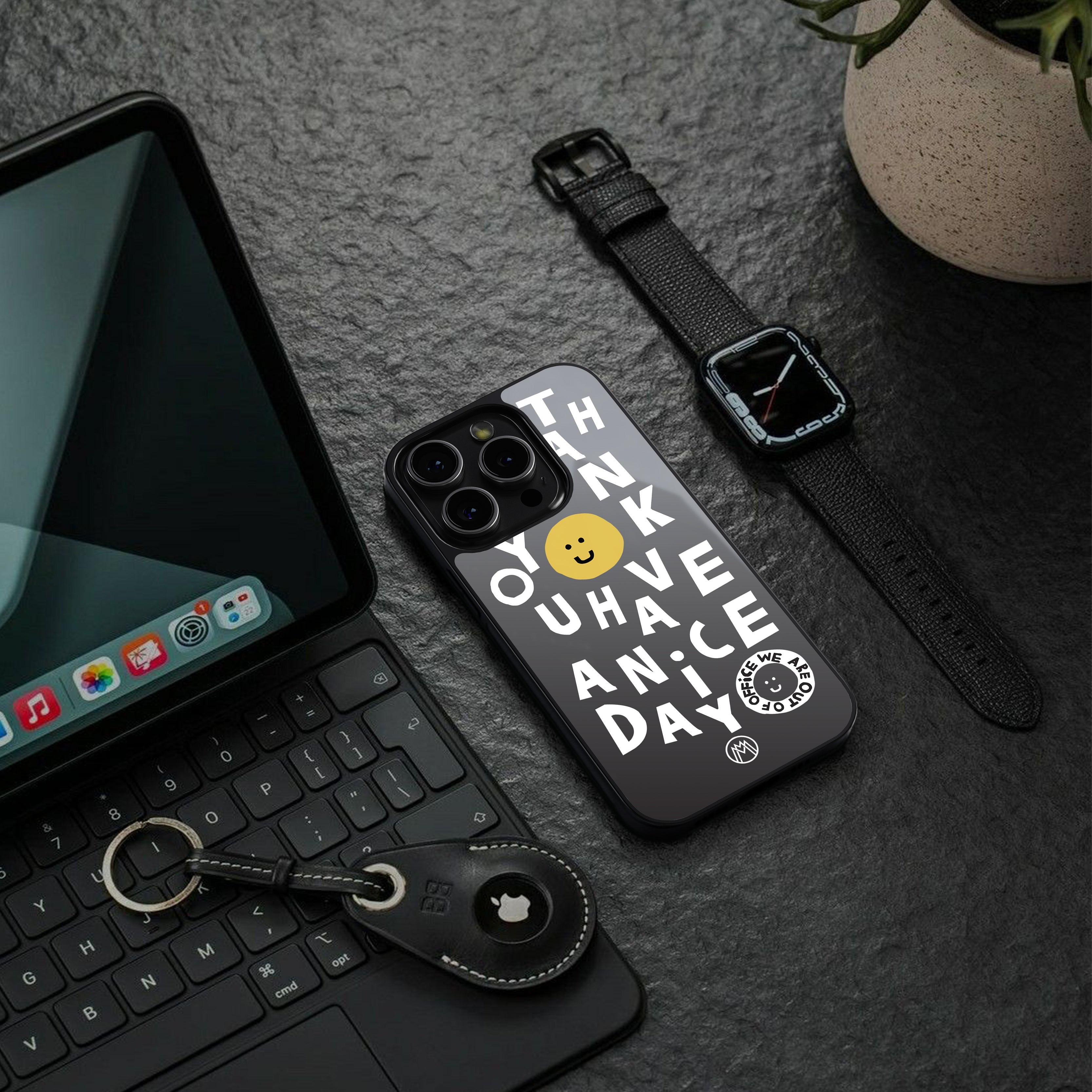have a nice day back phone cover | glass case for iphone 16 plus