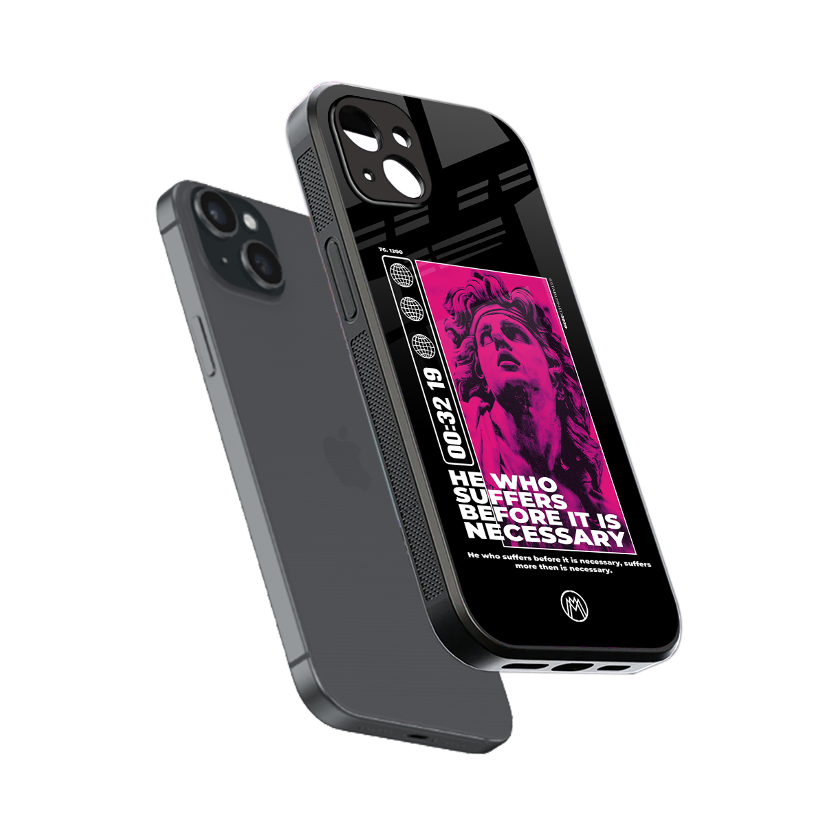he who suffers back phone cover | glass case for iphone 15 plus